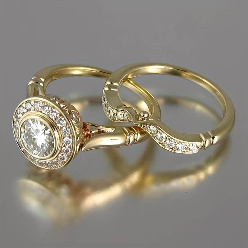 Set Anelli Vintage in Oro con Zirconia