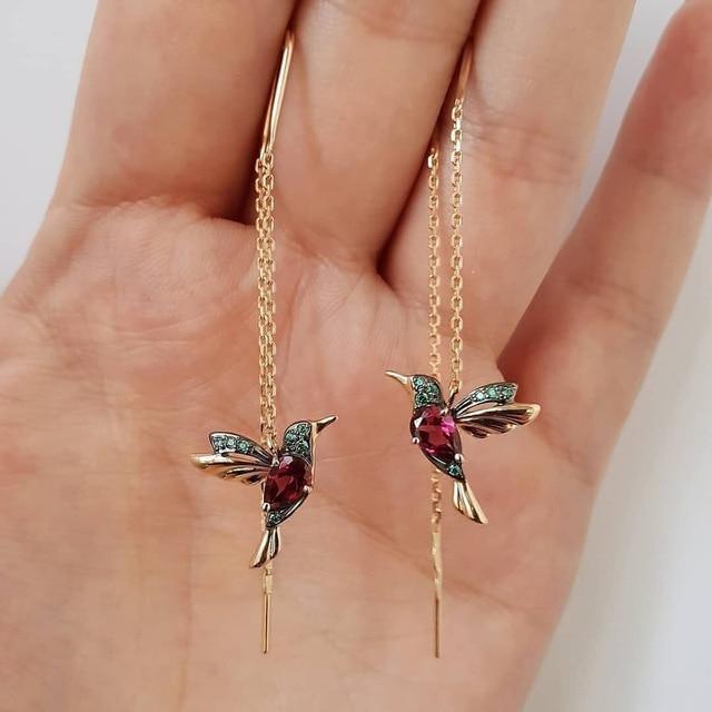 Orecchini Colibrì Smaltati con Zirconia